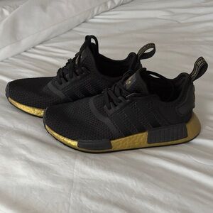 Adidas Boost Sneakers in Black with Gold Highlights